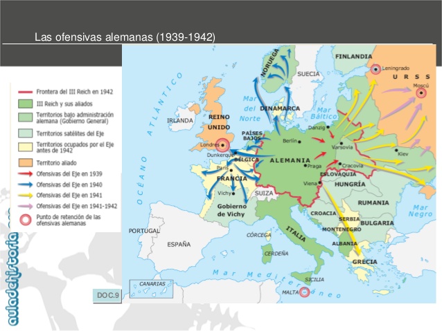 Mapa Las ofensivas alemanas (1939 - 1942)